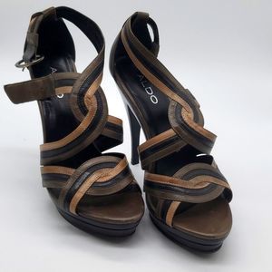 Aldo brown and black 5.5" leather heels, 8